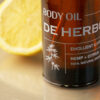 shot of hydrating body oil with citrus oil and hemp seed oil